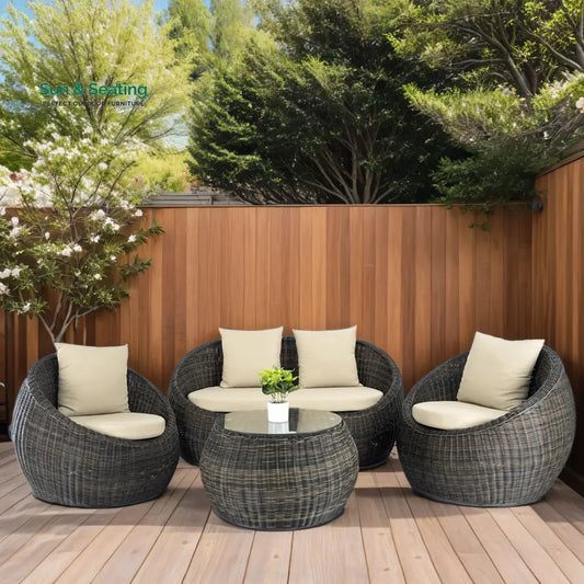 Fonsie Outdoor Sofa Set 2 Seater 2 Single seater and 1 Center Table (Cappuccino) Sofa Sets