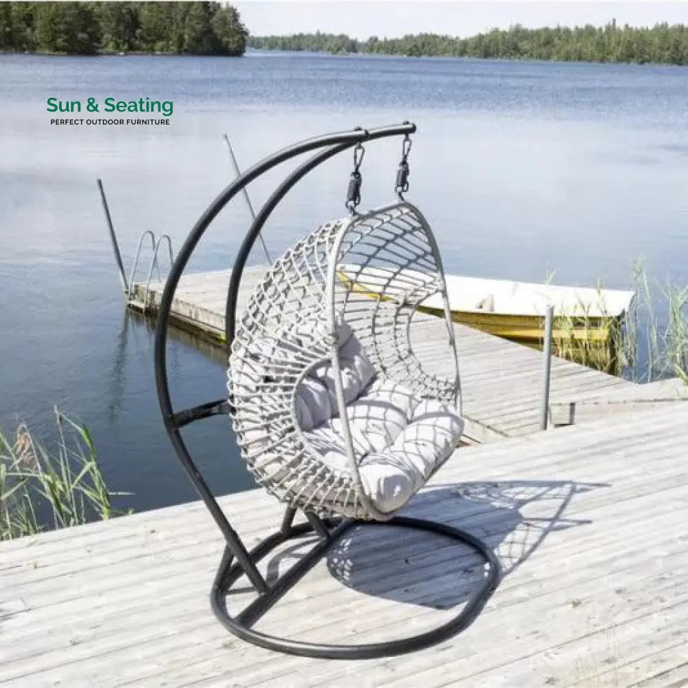 Fonti Double Seater Hanging Swing With Stand For Balcony Garden Swing (Silver) Swings