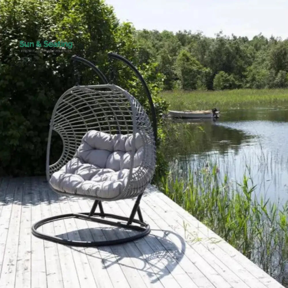 Fonti Double Seater Hanging Swing With Stand For Balcony Garden Swing (Silver) Swings