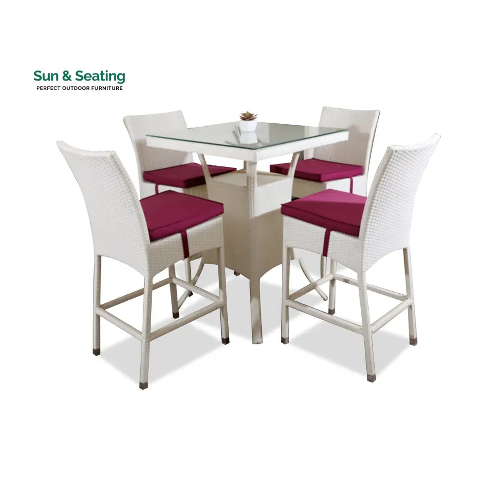 Forst Outdoor Patio Bar Sets 4 Chairs and 1 Table (White) Bar Sets