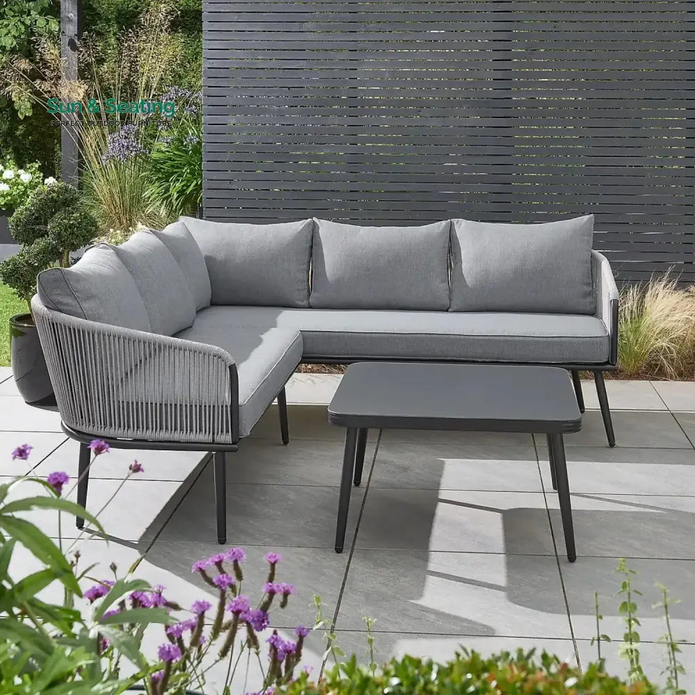 Fozia Outdoor Rope L-Shaped Conversation Sofa Set Sofa Set