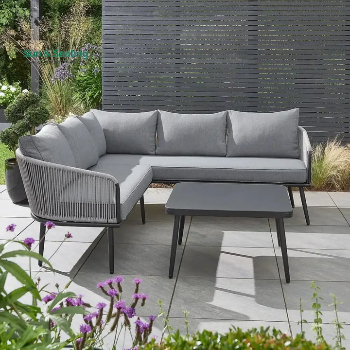 Fozia Outdoor Rope L-Shaped Conversation Sofa Set Sofa Set