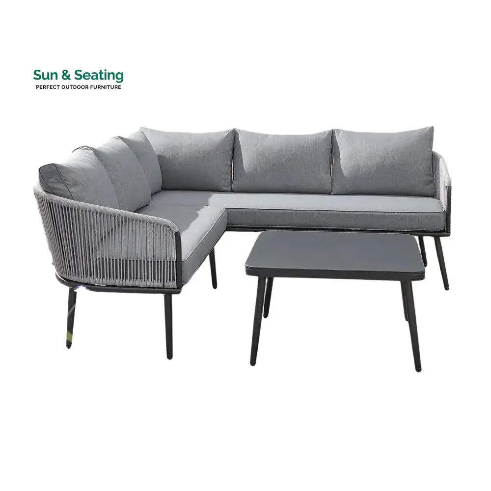 Fozia Outdoor Rope L-Shaped Conversation Sofa Set Sofa Set