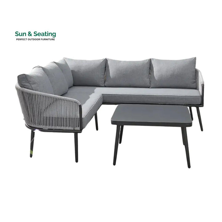 Fozia Outdoor Rope L-Shaped Conversation Sofa Set Sofa Set