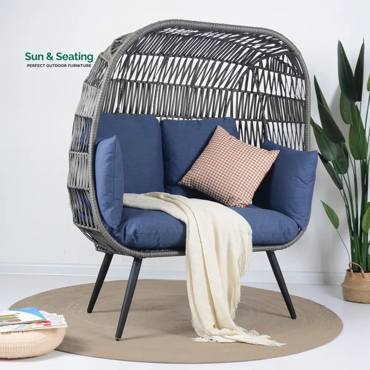 Fraga Double Seater Swing Basket For Balcony &amp; Garden (Grey) Blue Swings