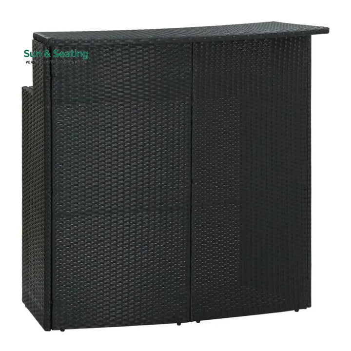 Francisca Outdoor Rattan Wicker Bar Table With a High-Top Design &amp; Integrated Storage Shelf Bar Table