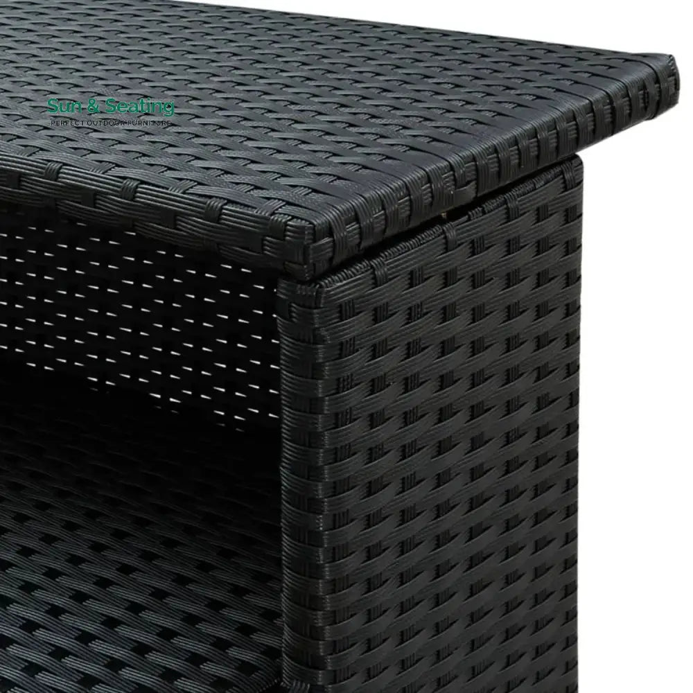Francisca Outdoor Rattan Wicker Bar Table With a High-Top Design &amp; Integrated Storage Shelf Bar Table