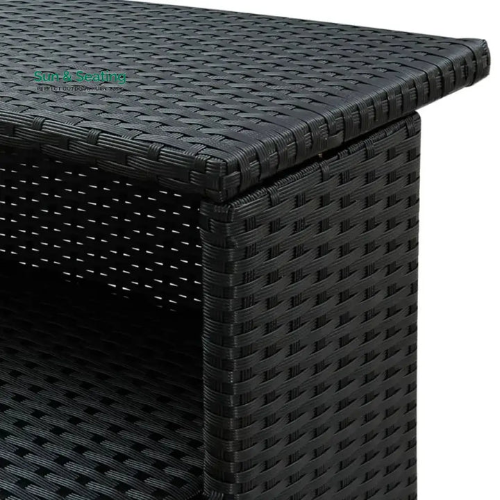 Francisca Outdoor Rattan Wicker Bar Table With a High-Top Design &amp; Integrated Storage Shelf Bar Table