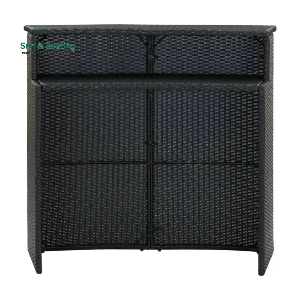 Francisca Outdoor Rattan Wicker Bar Table With a High-Top Design &amp; Integrated Storage Shelf Bar Table