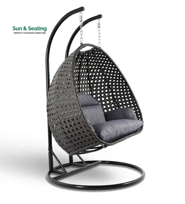 Frediano Double Seater Hanging Swing With Stand For Balcony Garden Swing (Black) Swings
