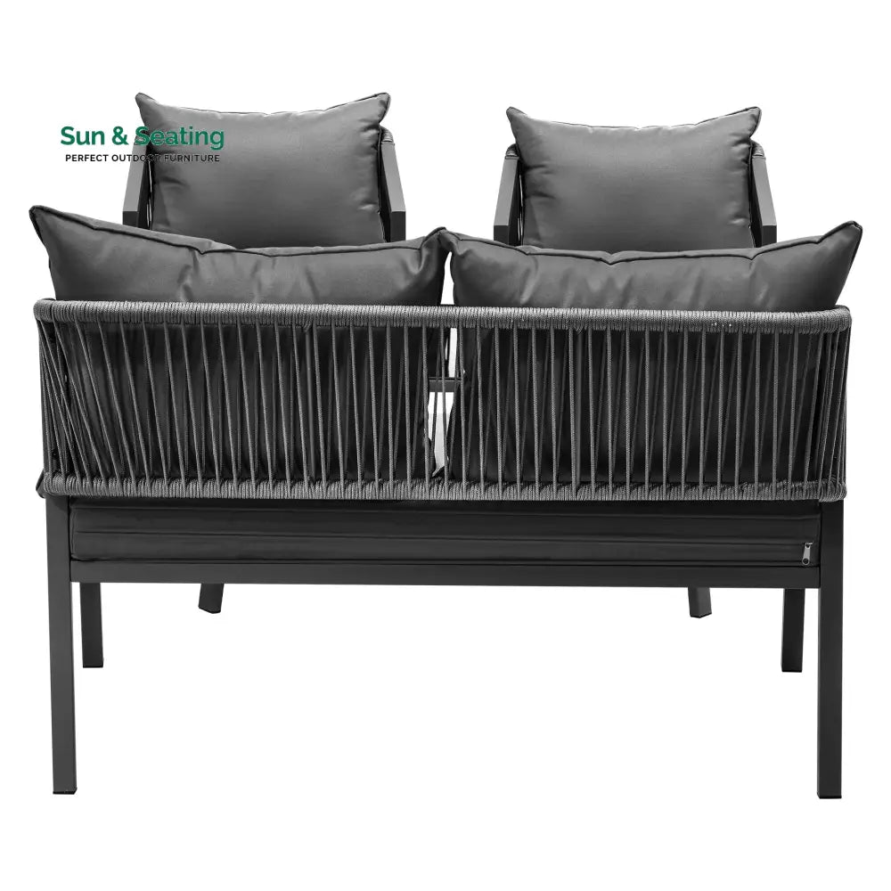 Freig Outdoor Sofa Set 2 Seater 2 Single seater and 1 Center Table (Dark Grey) Braided &amp; Rope Sofa Sets