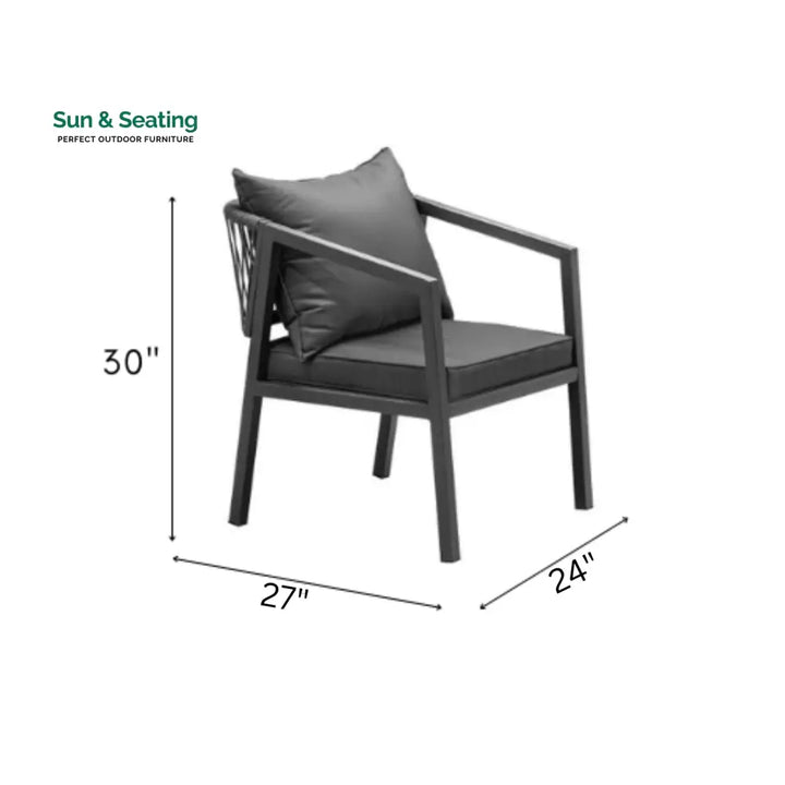 Freig Outdoor Sofa Set 2 Seater 2 Single seater and 1 Center Table (Dark Grey) Braided &amp; Rope Sofa Sets