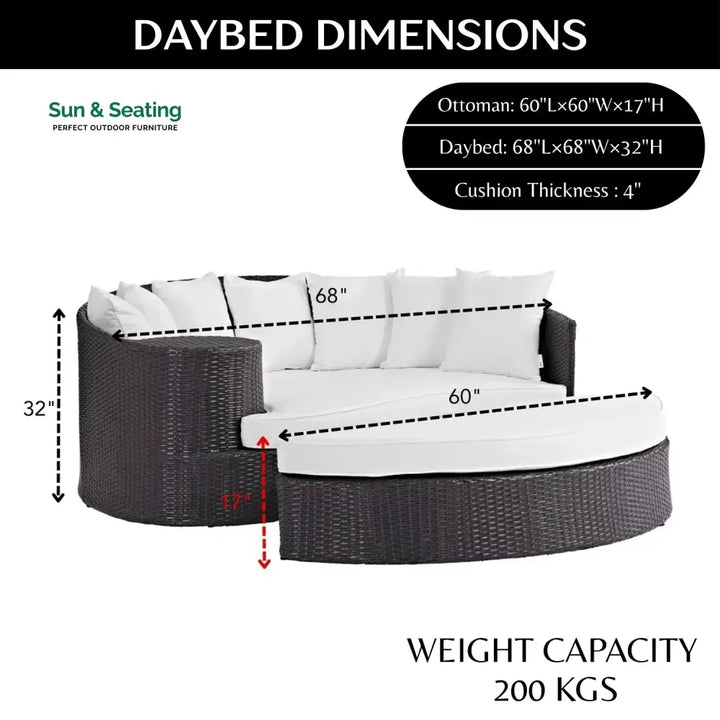 Freja Outdoor Rattan Wicker Daybed (Dark Brown &amp; White) Daybed