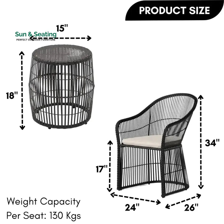 Freya 3-Piece Outdoor Rattan Wicker Patio Set Patio Set