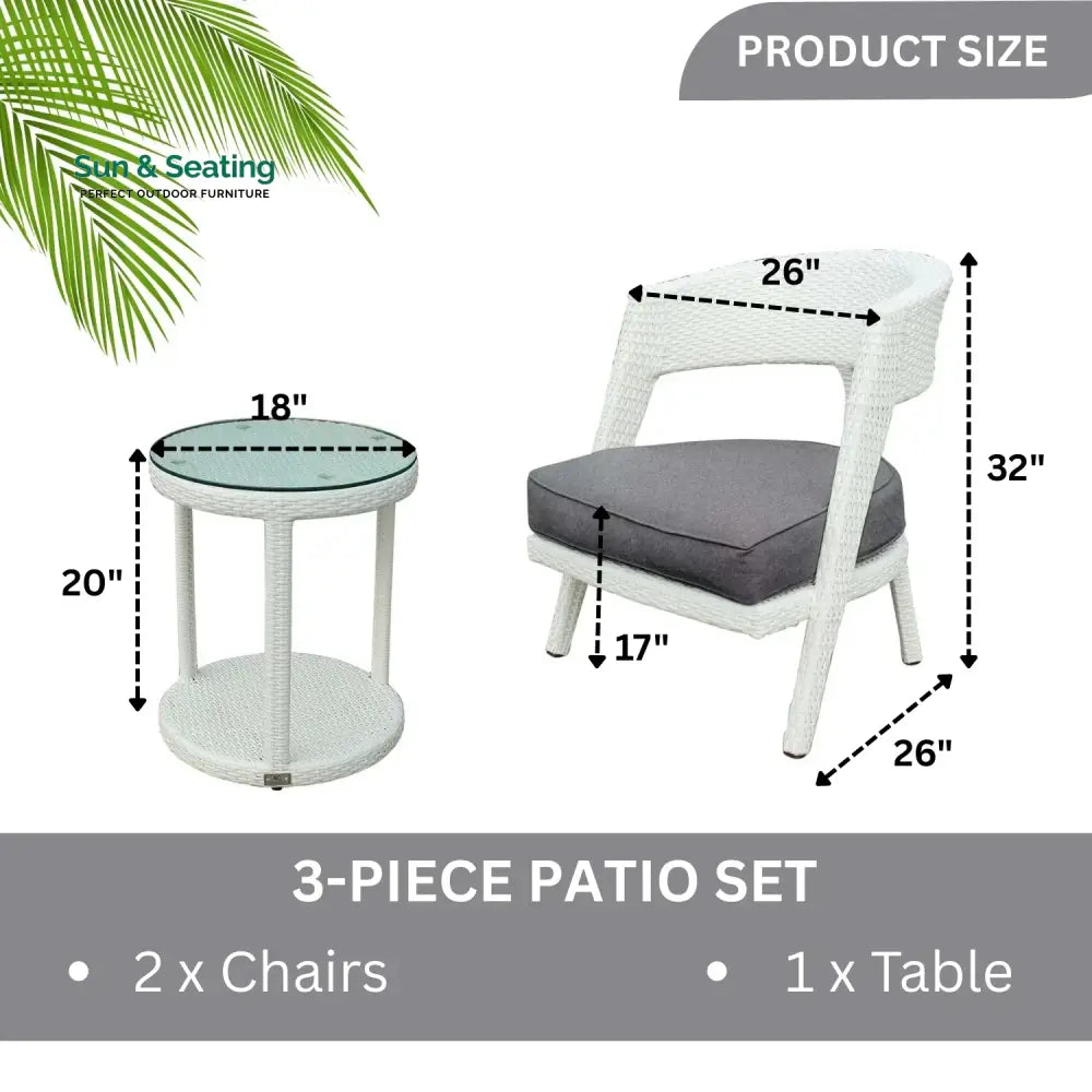 Frieda Outdoor Rattan Wicker 3-Piece Patio Set Patio Set
