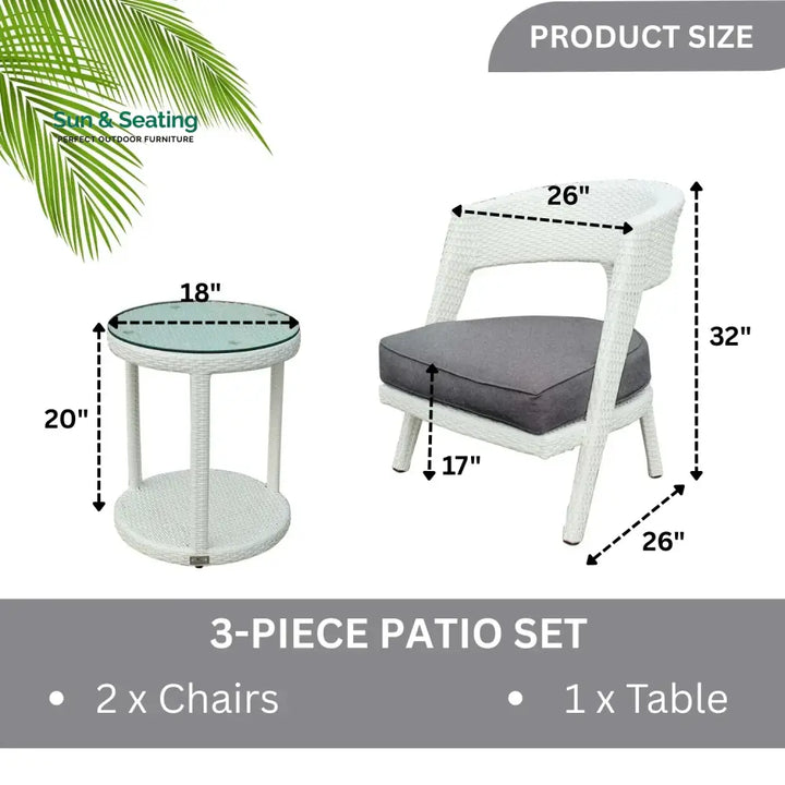 Frieda Outdoor Rattan Wicker 3-Piece Patio Set Patio Set