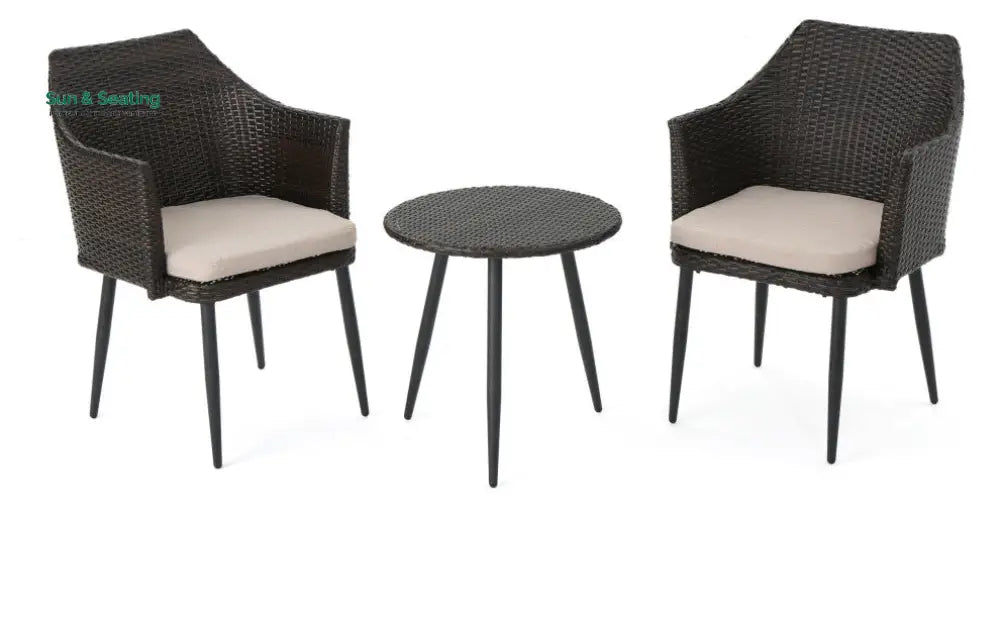 Froe Outdoor Patio Seating Set 2 Chairs and 1 Table Set (Brown) Coffee Table Sets