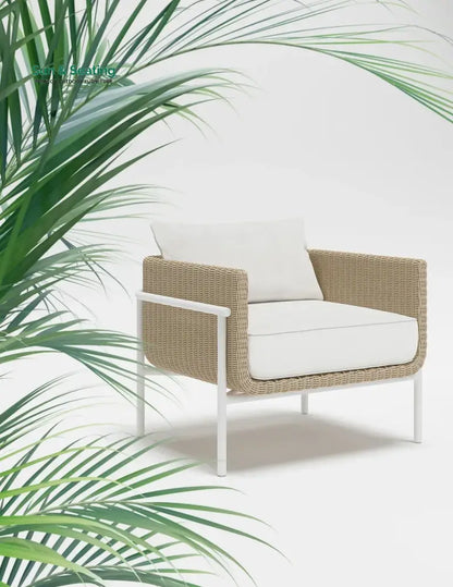 Frolov Outdoor Garden Balcony Sofa Set 2 Seater 2 Single seater and 1 Center Table With 1 Side Table Set (Tan) Sofa Sets