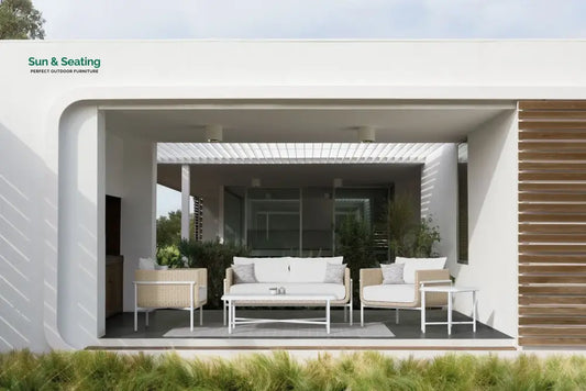 Frolov Outdoor Garden Balcony Sofa Set 2 Seater 2 Single seater and 1 Center Table With 1 Side Table Set (Tan) Sofa Sets