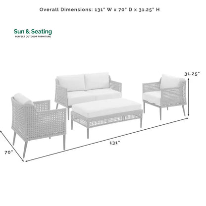 Fuente Outdoor Sofa Set 2 Seater 2 Single seater and 1 Center Table (Cream+ Brown) Sofa Sets