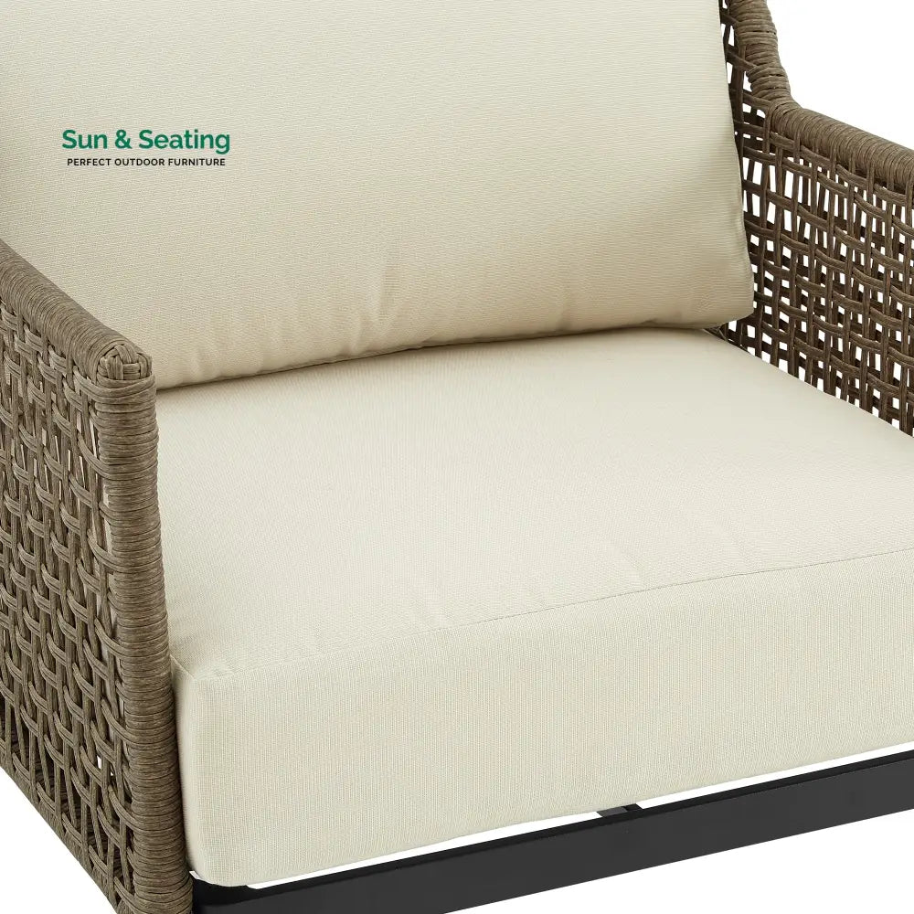 Fuente Outdoor Sofa Set 2 Seater 2 Single seater and 1 Center Table (Cream+ Brown) Sofa Sets