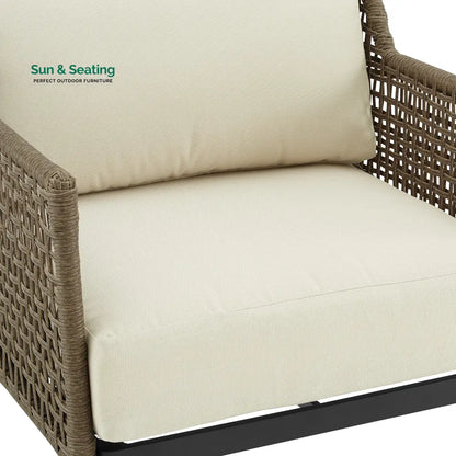 Fuente Outdoor Sofa Set 2 Seater 2 Single seater and 1 Center Table (Cream+ Brown) Sofa Sets