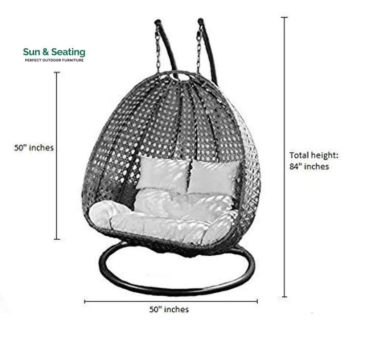 Fulvia Double Seater Hanging Swing With Stand For Balcony Garden Swing (White) Swings