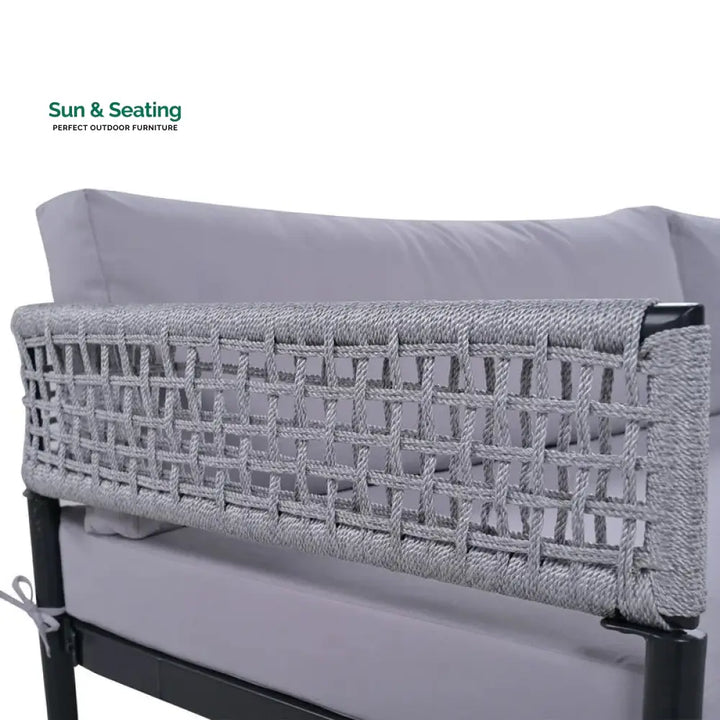 Furni Outdoor Sofa Set 3 Seater 2 Single seater and 1 Center Table Set (Grey) Braided &amp; Rope Sofa Sets