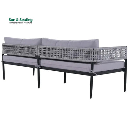 Furni Outdoor Sofa Set 3 Seater 2 Single seater and 1 Center Table Set (Grey) Braided & Rope Sofa Sets