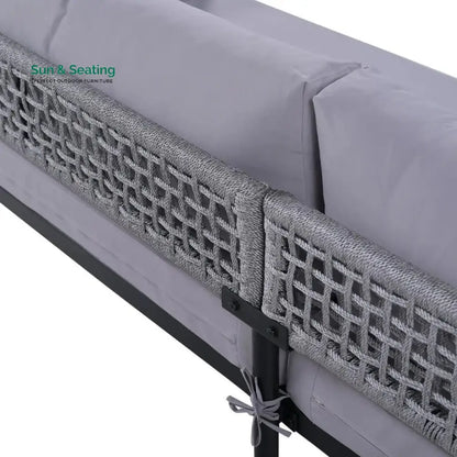 Furni Outdoor Sofa Set 3 Seater 2 Single seater and 1 Center Table Set (Grey) Braided & Rope Sofa Sets