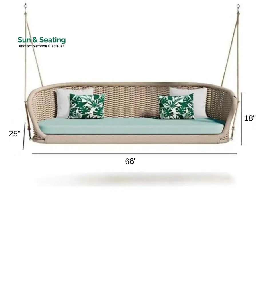 Furnico Three Seater Hanging Swing Without Stand For Balcony Garden Swing (Cream) Swings