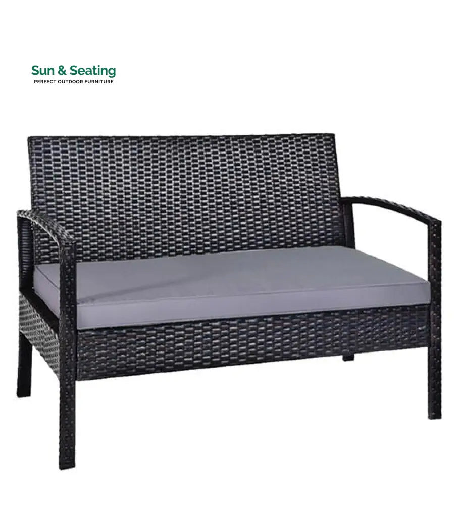 Gaetano Outdoor Sofa Set 2 Seater 2 Single seater and 1 Center Table (Black) Sofa Sets