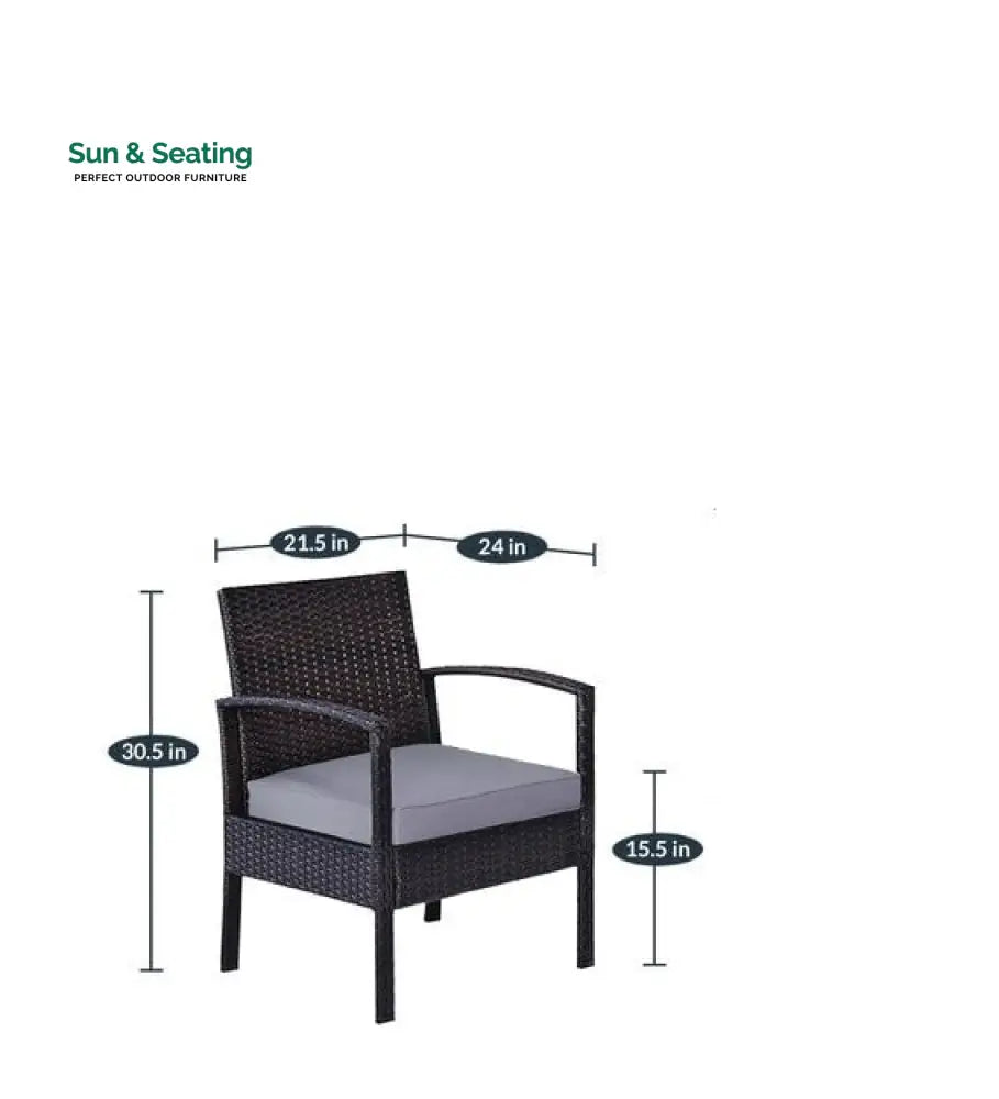 Gaetano Outdoor Sofa Set 2 Seater 2 Single seater and 1 Center Table (Black) Sofa Sets