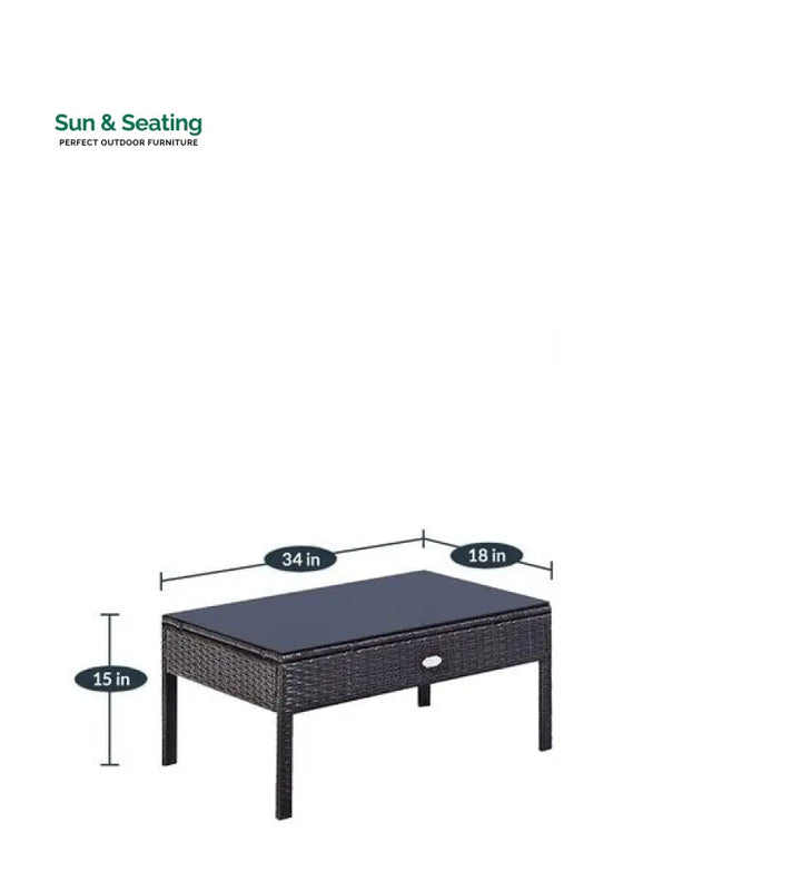 Gaetano Outdoor Sofa Set 2 Seater 2 Single seater and 1 Center Table (Black) Sofa Sets