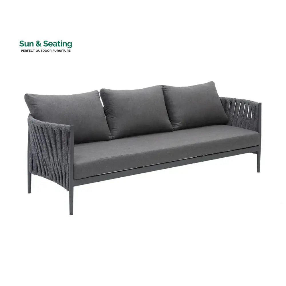 Gallo Outdoor Sofa Set 3 Seater 2 Single seater and 1 Center Table (Grey) Braided &amp; Rope Sofa Sets