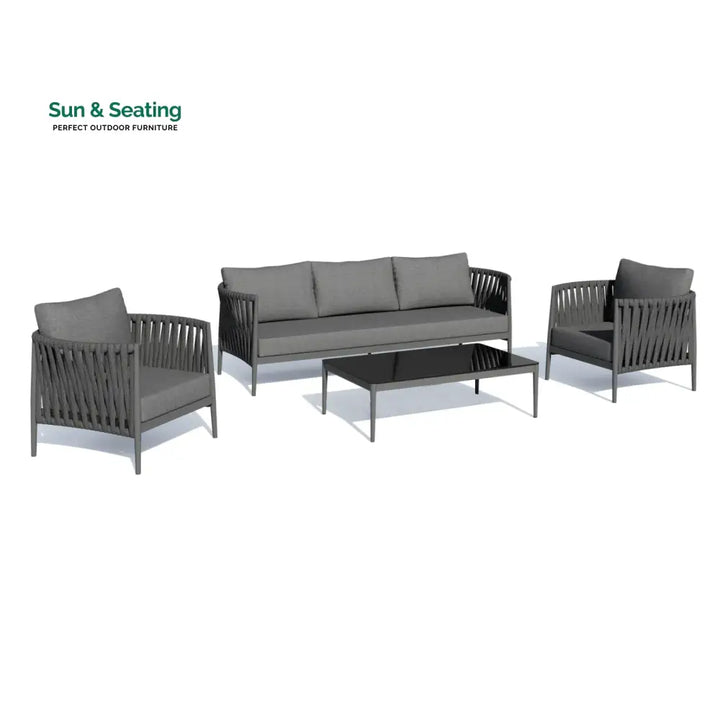 Gallo Outdoor Sofa Set 3 Seater 2 Single seater and 1 Center Table (Grey) Braided &amp; Rope Sofa Sets