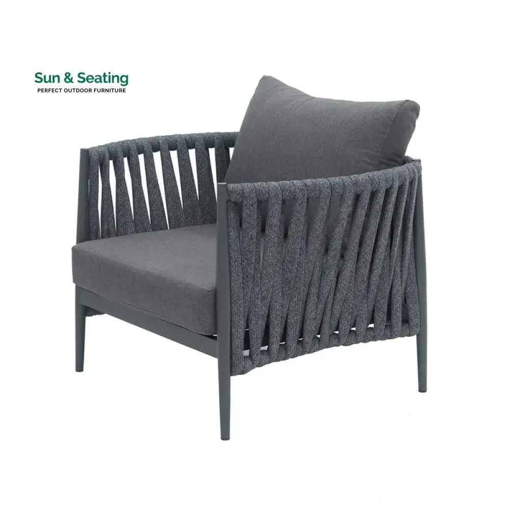 Gallo Outdoor Sofa Set 3 Seater 2 Single seater and 1 Center Table (Grey) Braided &amp; Rope Sofa Sets