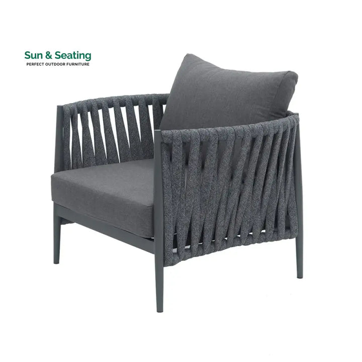 Gallo Outdoor Sofa Set 3 Seater 2 Single seater and 1 Center Table (Grey) Braided &amp; Rope Sofa Sets