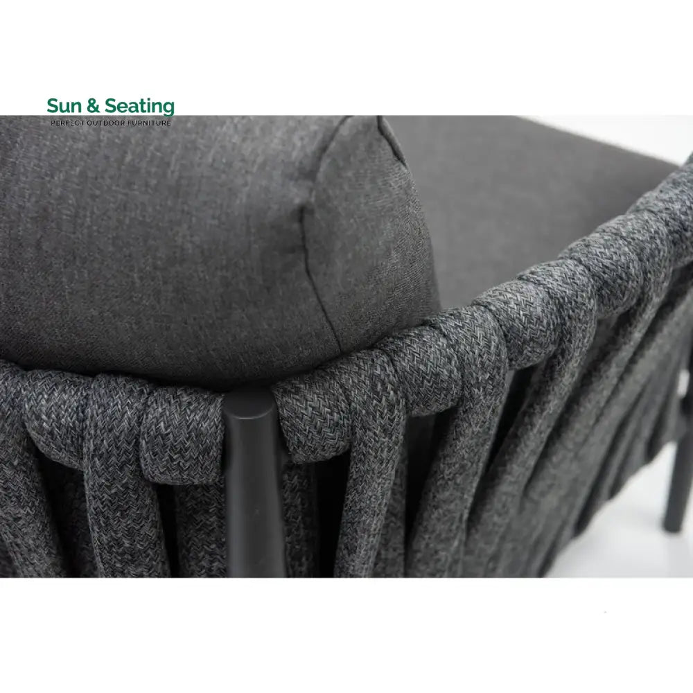 Gallo Outdoor Sofa Set 3 Seater 2 Single seater and 1 Center Table (Grey) Braided &amp; Rope Sofa Sets
