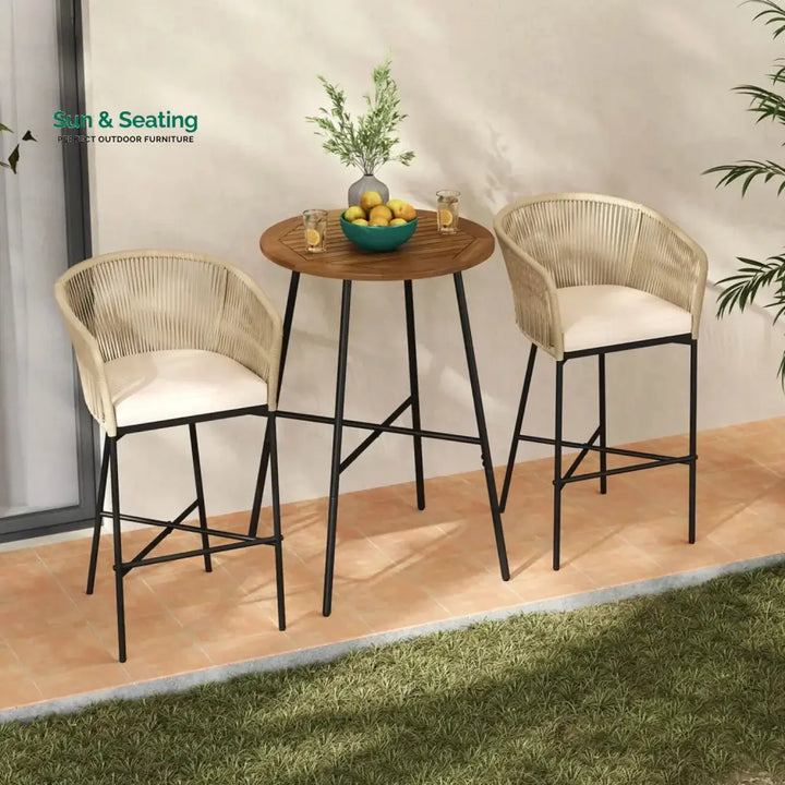 Gauravi Premium Outdoor Rope Bar Set With a High-Top Round Table Bar Set