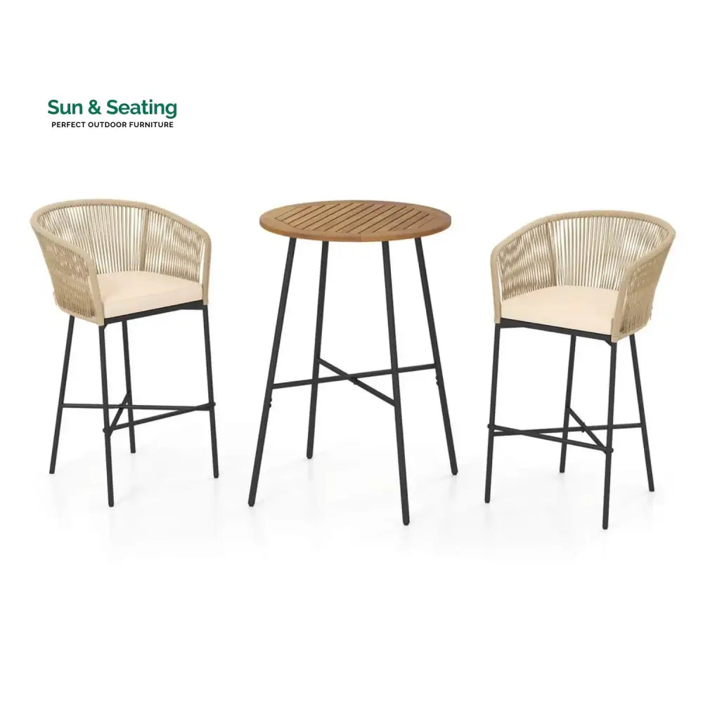 Gauravi Premium Outdoor Rope Bar Set With a High-Top Round Table Bar Set
