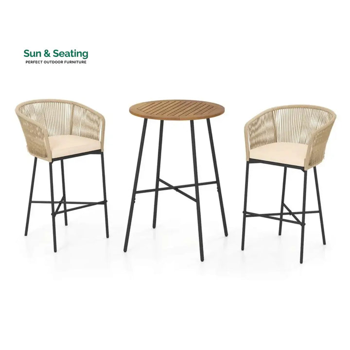 Gauravi Premium Outdoor Rope Bar Set With a High-Top Round Table Bar Set