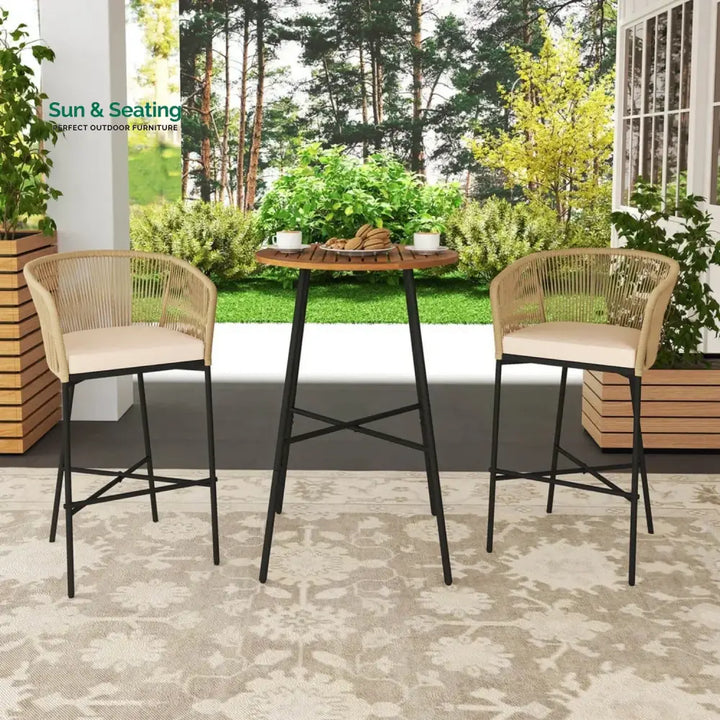 Gauravi Premium Outdoor Rope Bar Set With a High-Top Round Table Bar Set