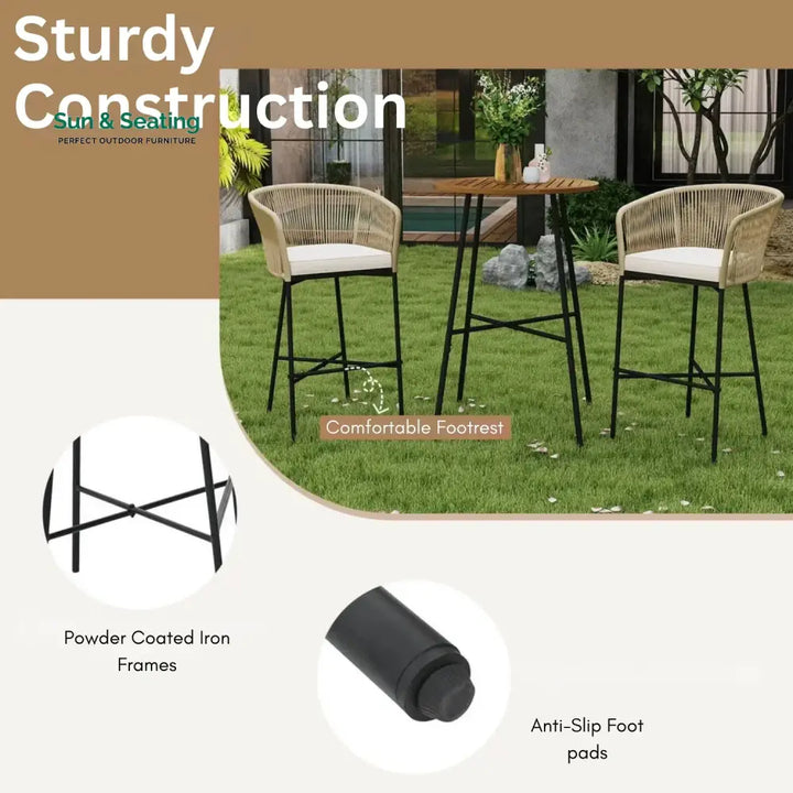 Gauravi Premium Outdoor Rope Bar Set With a High-Top Round Table Bar Set