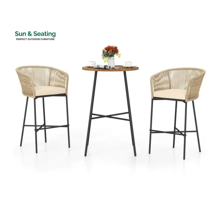 Gauravi Premium Outdoor Rope Bar Set With a High-Top Round Table Bar Set