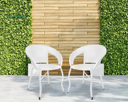 Gaya Outdoor Patio Seating Set 2 Chairs Set (White) Coffee Table Sets