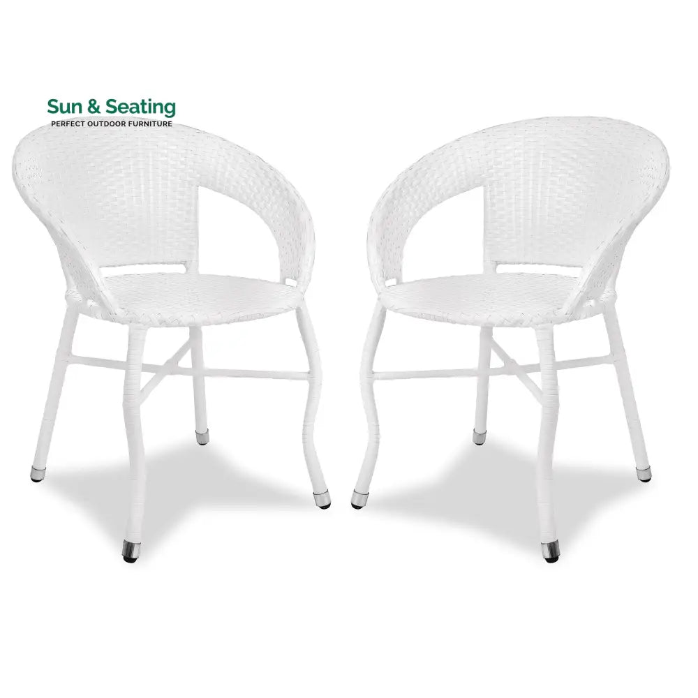 Gaya Outdoor Patio Seating Set 2 Chairs Set (White) Coffee Table Sets