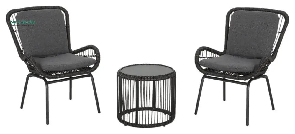 Geeks Outdoor Patio Seating Set 2 Chairs and 1 Table Set (Black) Coffee Table Sets