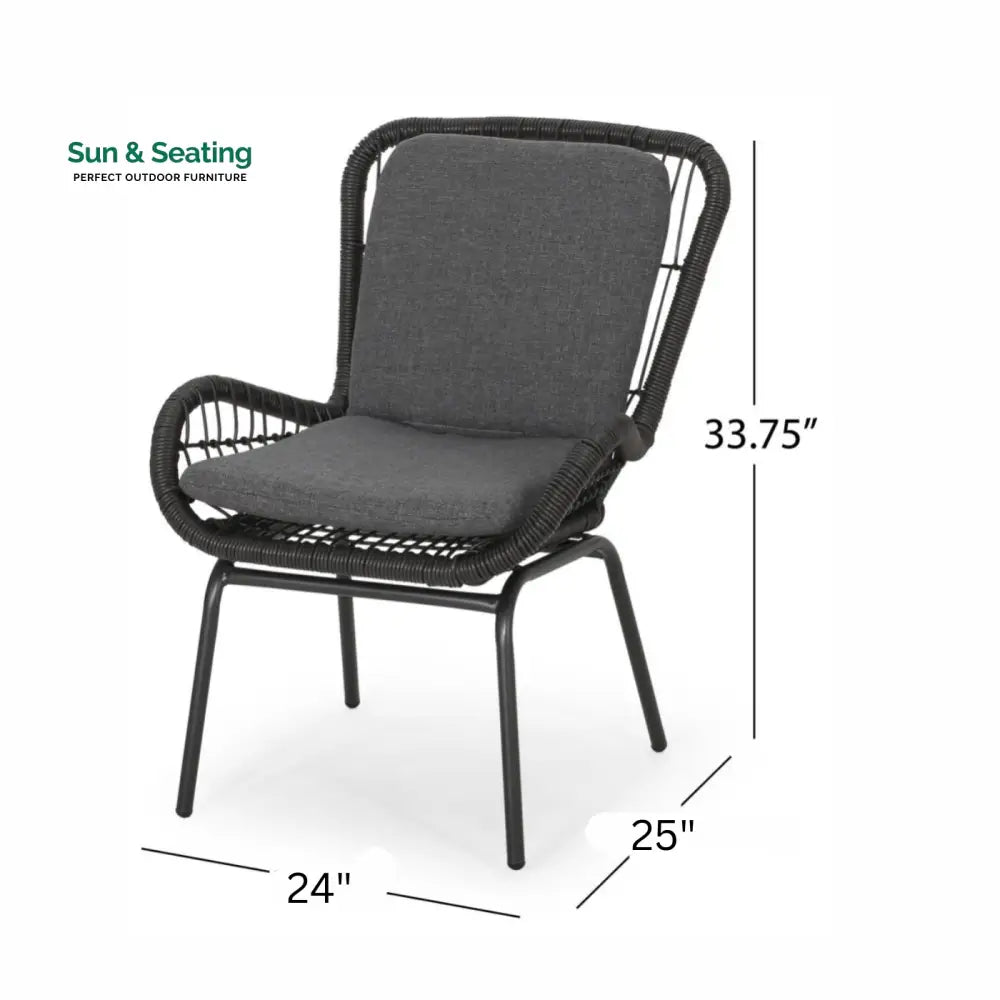 Geeks Outdoor Patio Seating Set 2 Chairs and 1 Table Set (Black) Coffee Table Sets