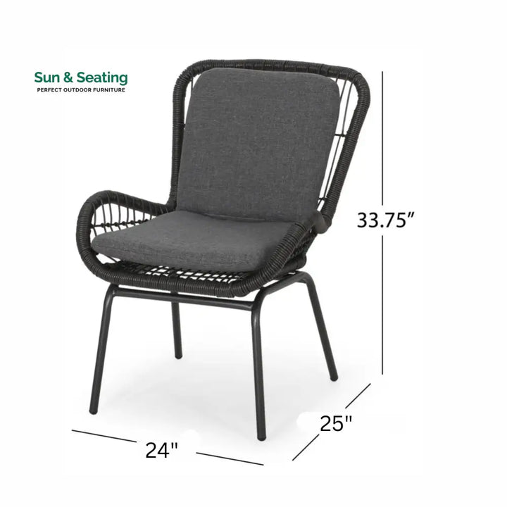 Geeks Outdoor Patio Seating Set 2 Chairs and 1 Table Set (Black) Coffee Table Sets